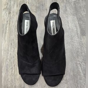 Steve Madden Women's Suede Peep Toe Slingback Heels, Black, Size 9M